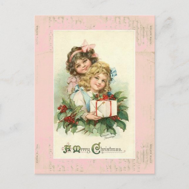 "Una Feliz Navidad"  Tarjeta Postal Antigua (Anverso)