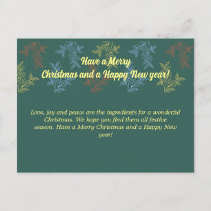 una Feliz Navidad y una tarjeta de Feliz Año Nuevo