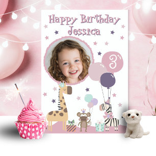 Una foto Tarjeta de cumpleaños con tema de chica e