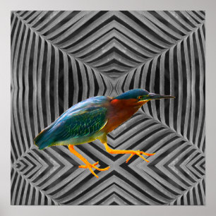 Una garza verde y un bello arte abstracto