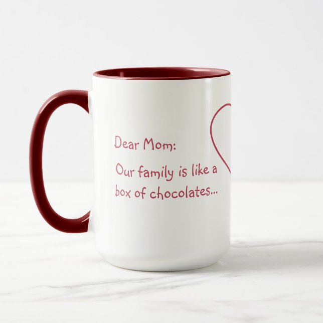 Una graciosa taza de texto personalizado para un m (Izquierda)