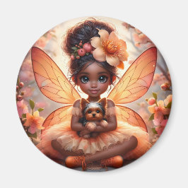 Una Hada y su Cachorro - Imán Naranja