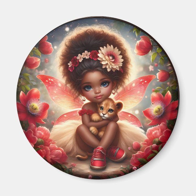 Una hada y su imán rojo de la peina de león (Frente)