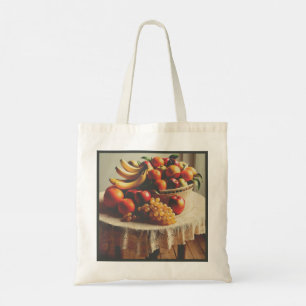 Una hermosa bolsa de té con diseño de cesta de fru