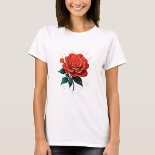 Una hermosa camiseta de flores rojas