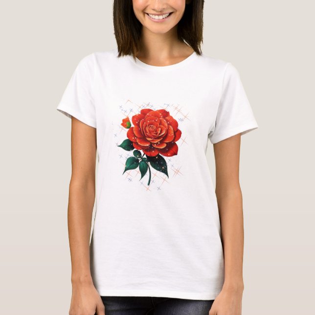 Una hermosa camiseta de flores rojas (Anverso)