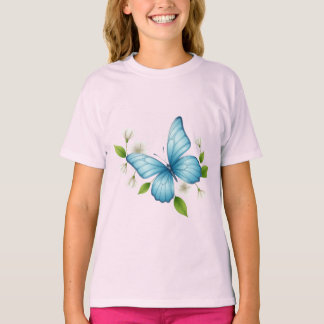 Una hermosa camiseta de un insecto azul Chica mari