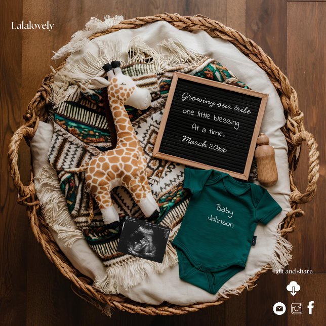 Una hermosa invitación de embarazo boho vintage (Subido por el creador)