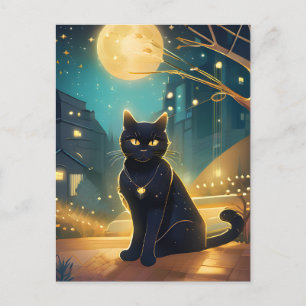 Una hermosa postal de gato negro