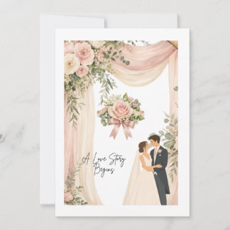 Una historia de amor comienza tarjeta de boda eleg