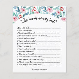 Una hoja de papel con el juego para una ducha de b