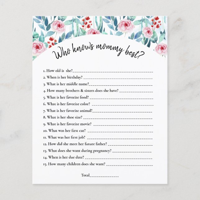 Una hoja de papel con el juego para una ducha de b (Anverso)