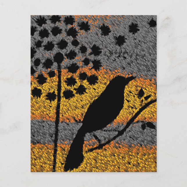 Una hoja de papel de pájaro entre plumas (Anverso)