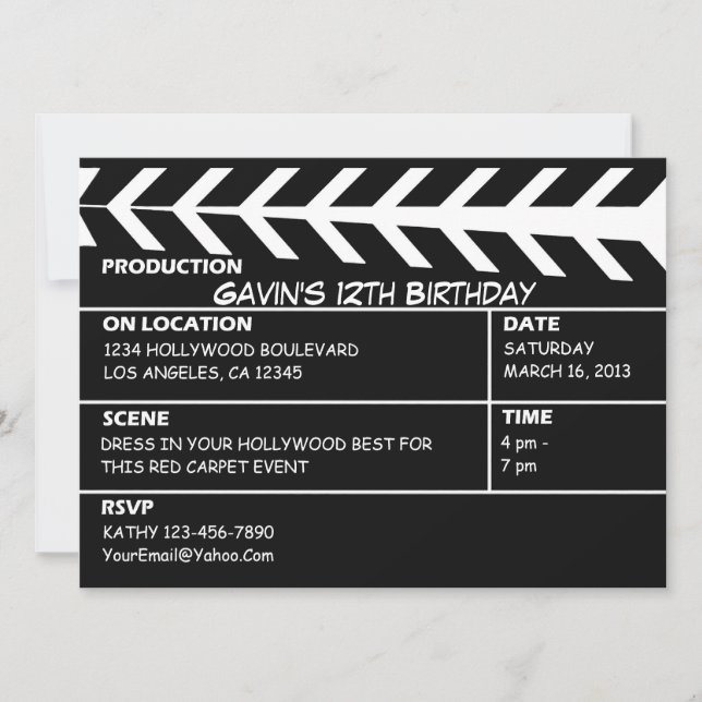 Una invitación a la fiesta de Hollywood personaliz (Anverso)