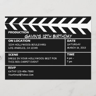 Una invitación a la fiesta de Hollywood personaliz