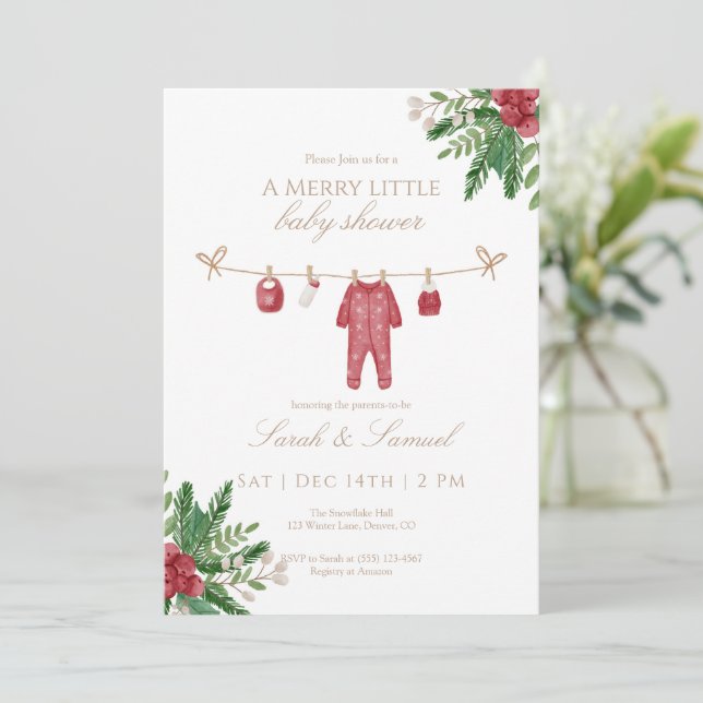 Una invitación a pijamas de Baby Shower (Anverso de pie)