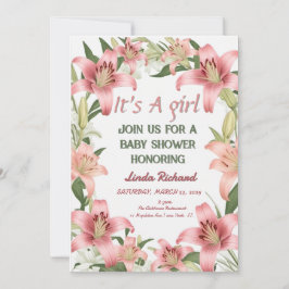 Una invitación a una ducha de bebé de encaje flora