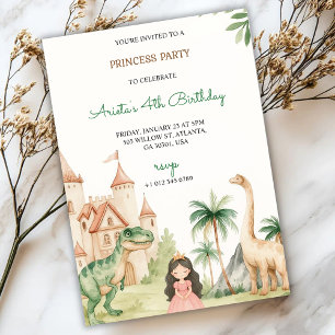 Una invitación a una fiesta infantil con una princ