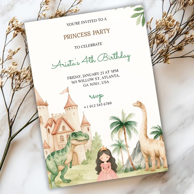 Una invitación a una fiesta infantil con una princ (Subido por el creador)