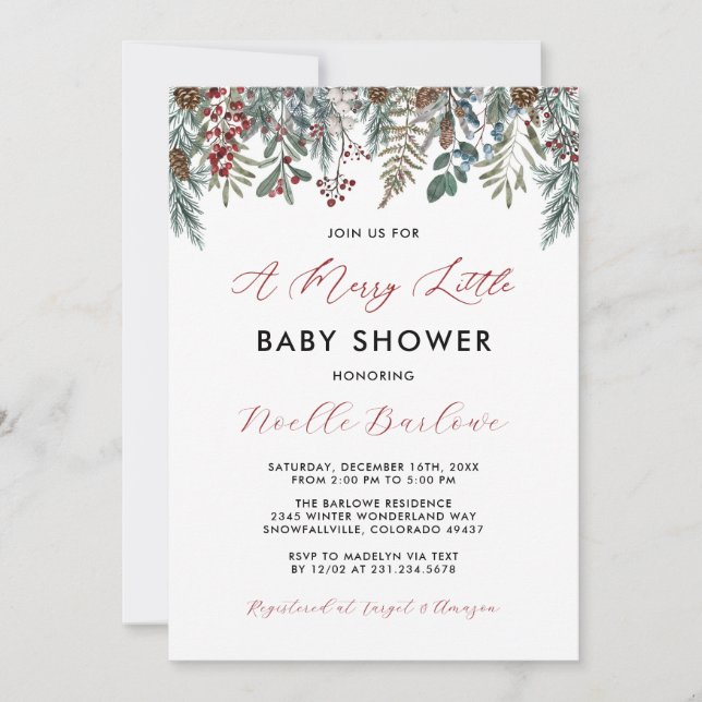 Una invitación al invierno de Baby Shower un poco  (Anverso)
