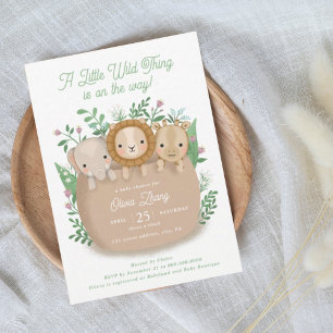 Una invitación Baby Shower de algo salvaje