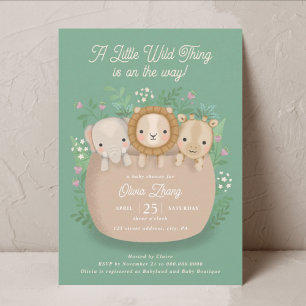 Una invitación Baby Shower de algo salvaje