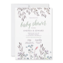 Una invitación de baby shower de boda de flores si