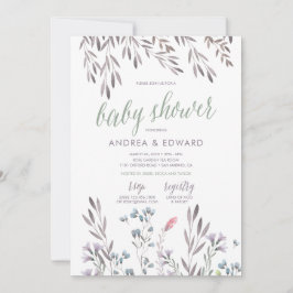 Una invitación de baby shower de boda de flores si