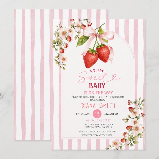 Una Invitación de Baby Shower de Coqueta Dulce de  (Anverso / Reverso)