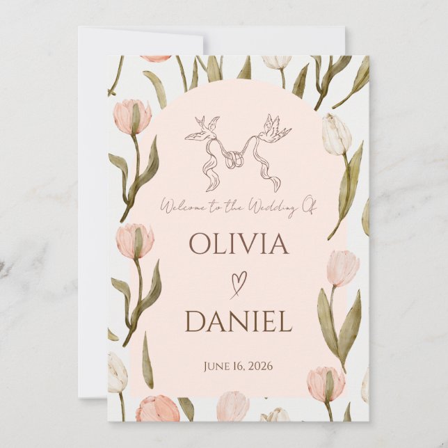 Una invitación de boda con un toque soñador y romá (Anverso)