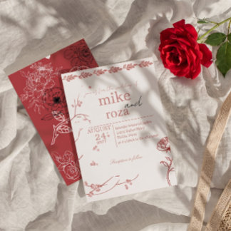 Una invitación de boda en colores de amor