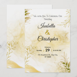 Una invitación de boda lujosa en elegante oro