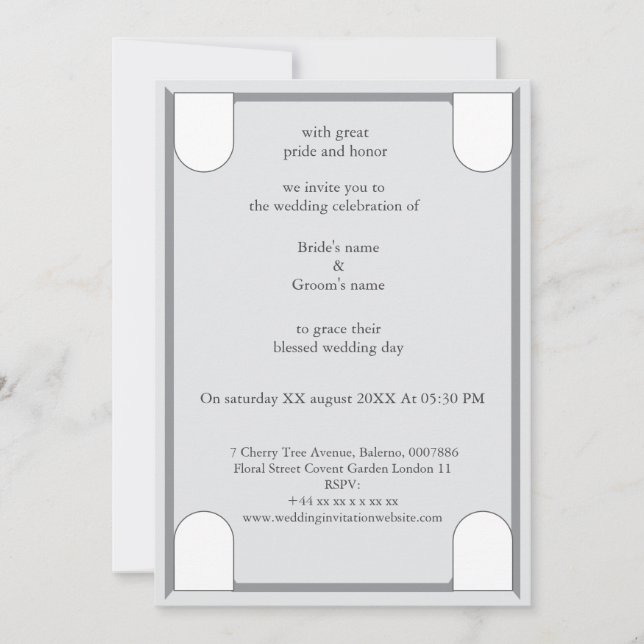 Una invitación de boda lujosa y elegante (Anverso)