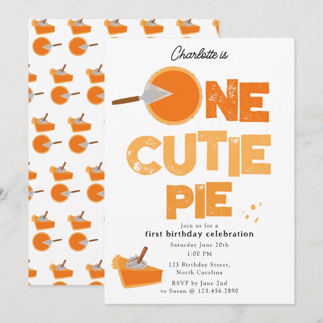 Una Invitación de Cumpleaños 1er Cumpleaños Linda (Anverso / Reverso)