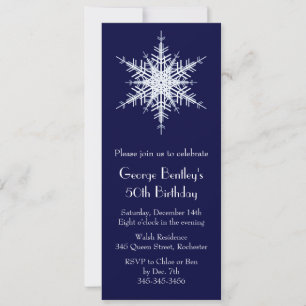 Una invitación de cumpleaños 50 azul de invierno