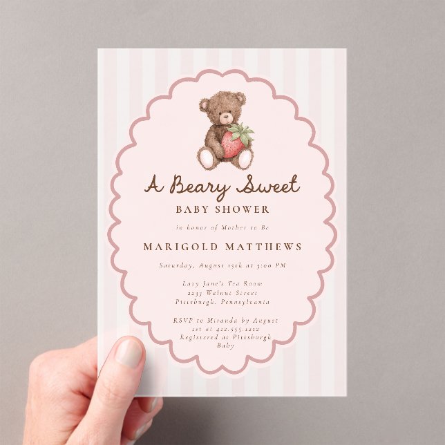 Una Invitación de Cumpleaños de Bebé Beary Dulce (Insitu (portátil))
