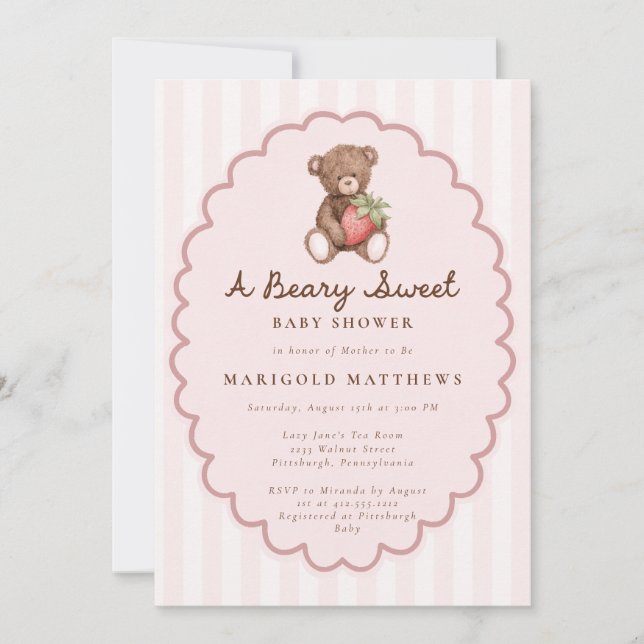 Una Invitación de Cumpleaños de Bebé Dulce de Frut (Anverso)