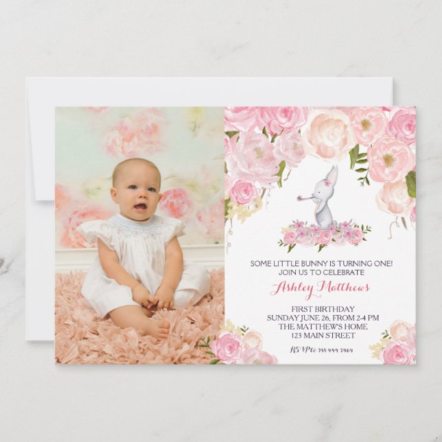 una invitación de cumpleaños de conejito (Anverso)