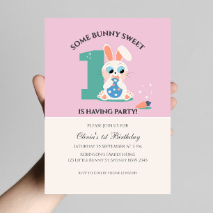 Una invitación de cumpleaños de conejo dulce