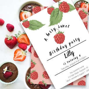 una invitación de cumpleaños de frambuesa dulce de