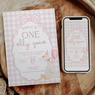 Una invitación de cumpleaños de ganso tonto de gin