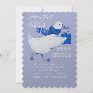 Una invitación de cumpleaños de ganso tonto, niño 