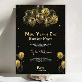 Una invitación de cumpleaños de Nochevieja con ir