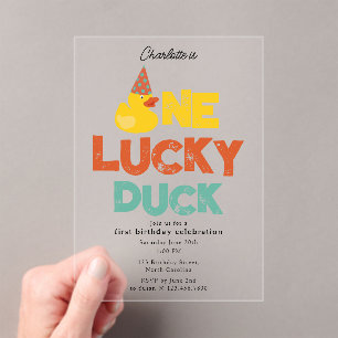Una invitación de cumpleaños de Un Pato Afortunado