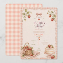 Una invitación de cumpleaños dulce como una baya