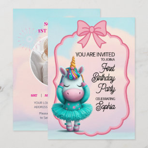 Una invitación de cumpleaños mágica de unicornio