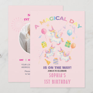 Una invitación de cumpleaños mágica de unicornio