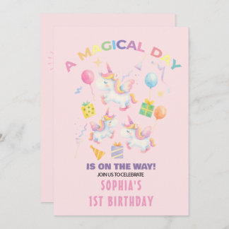 Una invitación de cumpleaños mágica de unicornio
