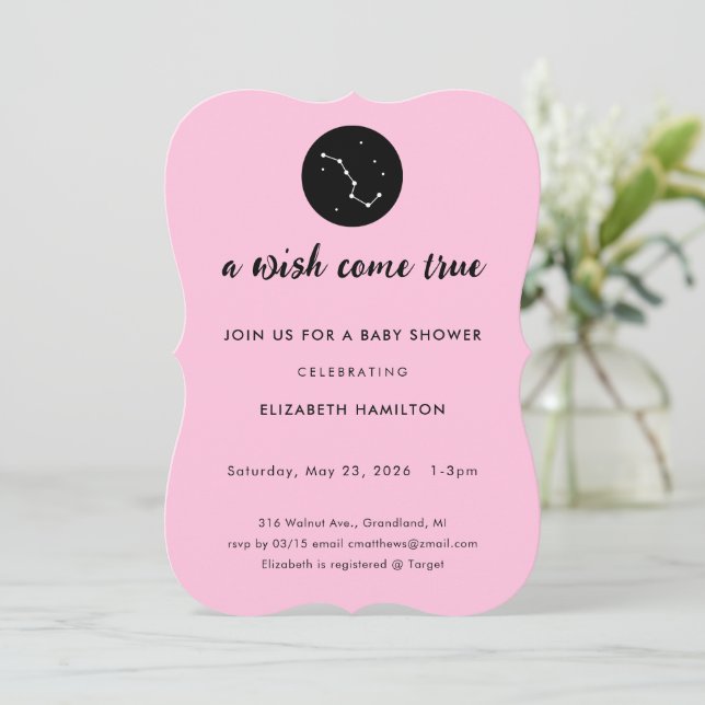 Una invitación de cumpleaños para baby shower de O (Anverso de pie)