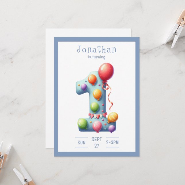 Una invitación de cumpleaños simplista para el pri (Anverso/Reverso In Situ)